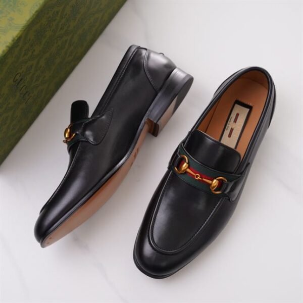 GUCCI BRIXTON WEB LOAFER IN LEATHER WITH HORSEBIT – GL013 - Image 3