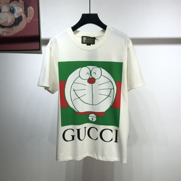 GUCCI COTTON X DORAEMON LOGO PRINT T-SHIRT-IN-WHITE-GGS009 - Image 2
