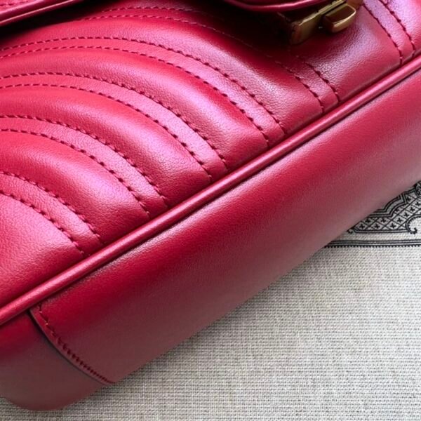 GUCCI GG MARMONT SMALL SHOULDER BAG RED LEATHER - GB62 - Image 8