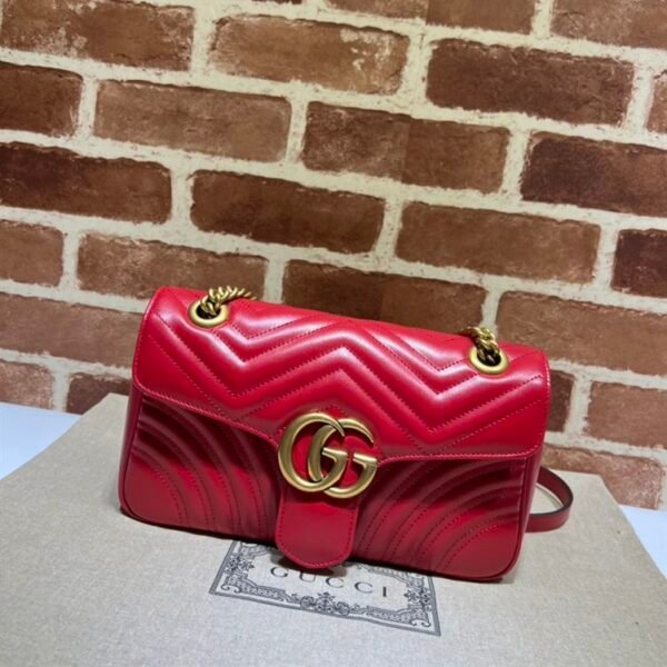 GUCCI GG MARMONT SMALL SHOULDER BAG RED LEATHER - GB62