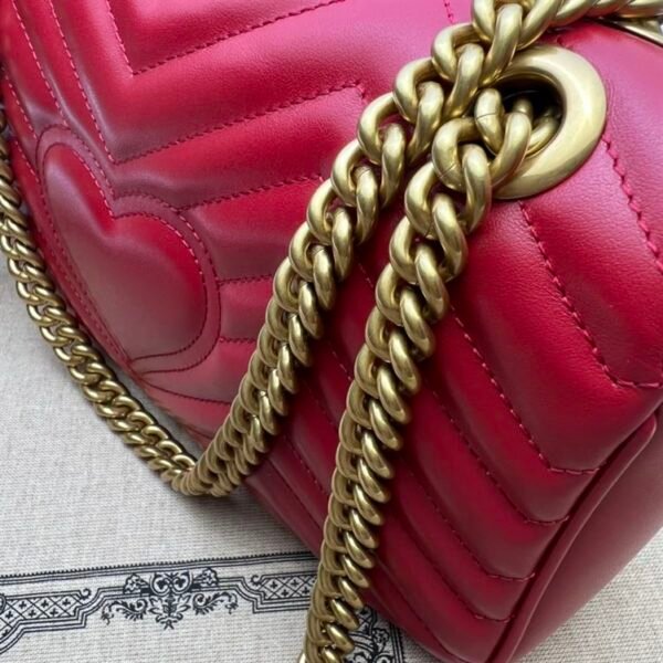 GUCCI GG MARMONT SMALL SHOULDER BAG RED LEATHER - GB62 - Image 5