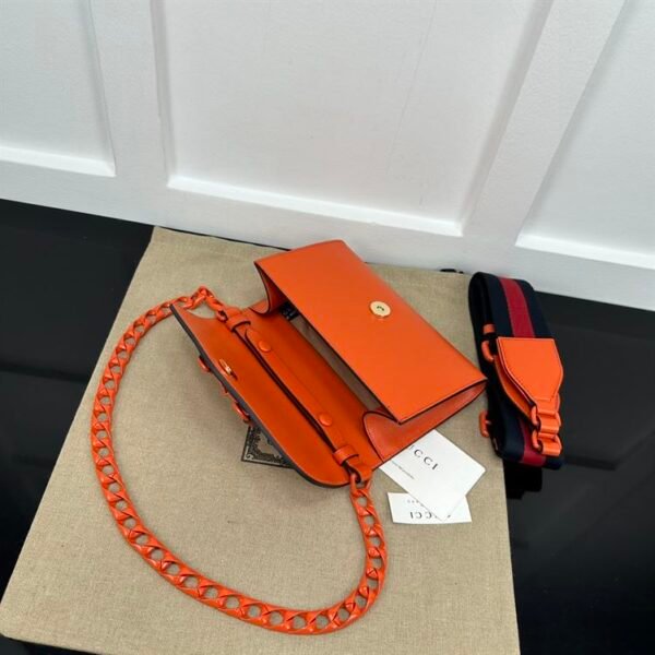 GUCCI HORSEBIT 1955 MINI BAG IN ORANGE LEATHER - GB34 - Image 4