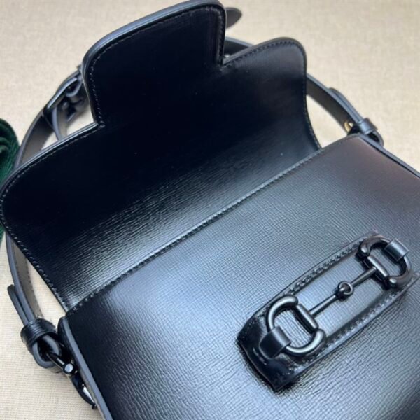 GUCCI HORSEBIT 1955 SMALL SHOULDER BAG BLACK LEATHER - GB24 - Image 7