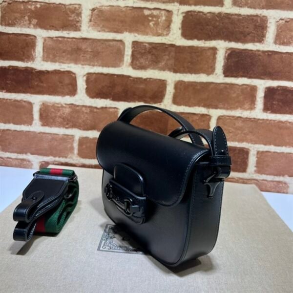 GUCCI HORSEBIT 1955 SMALL SHOULDER BAG BLACK LEATHER - GB24 - Image 3