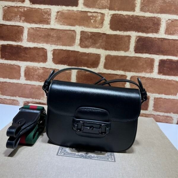GUCCI HORSEBIT 1955 SMALL SHOULDER BAG BLACK LEATHER - GB24