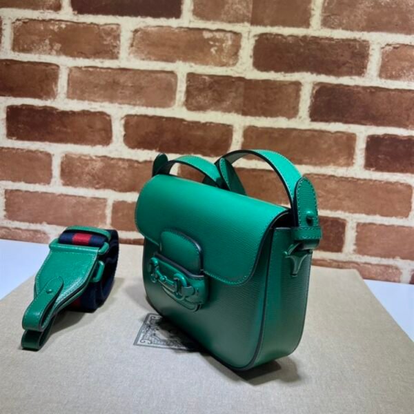 GUCCI HORSEBIT 1955 SMALL SHOULDER BAG GREEN LEATHER - GB25 - Image 3