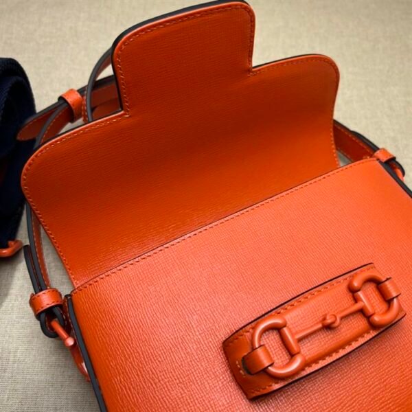 GUCCI HORSEBIT 1955 SMALL SHOULDER BAG ORANGE LEATHER - GB26 - Image 8