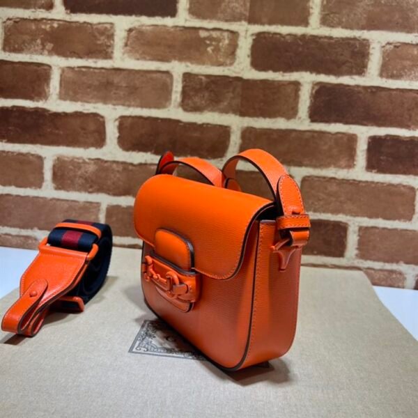 GUCCI HORSEBIT 1955 SMALL SHOULDER BAG ORANGE LEATHER - GB26 - Image 3