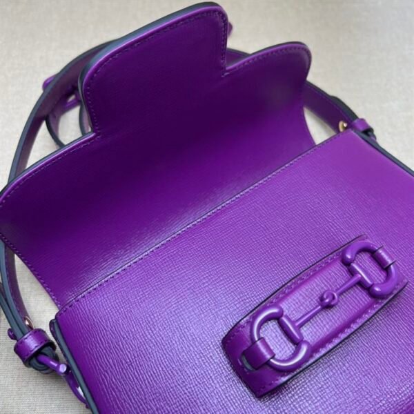 GUCCI HORSEBIT 1955 SMALL SHOULDER BAG PURPLE LEATHER - GB27 - Image 5