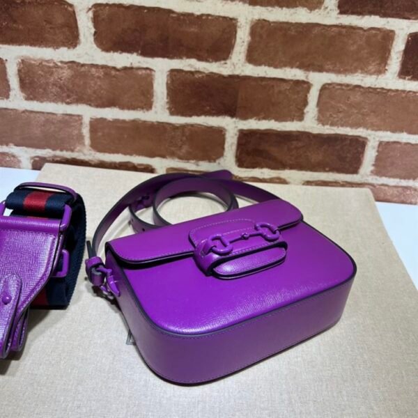 GUCCI HORSEBIT 1955 SMALL SHOULDER BAG PURPLE LEATHER - GB27 - Image 4