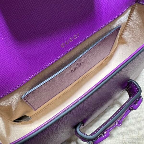 GUCCI HORSEBIT 1955 SMALL SHOULDER BAG PURPLE LEATHER - GB27 - Image 8