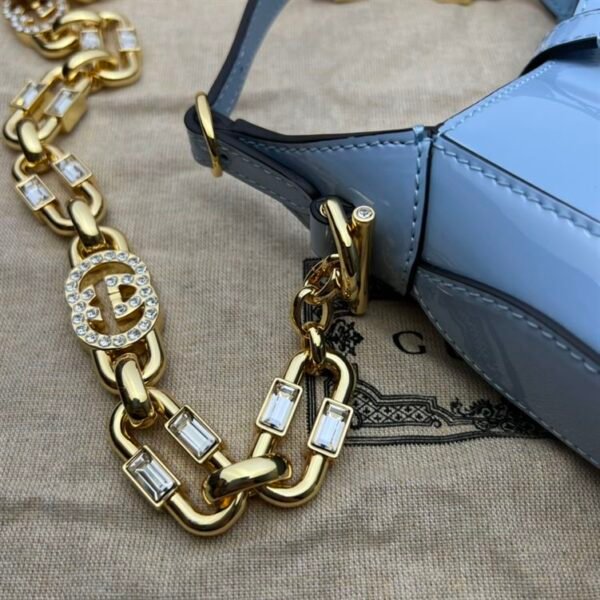 GUCCI JACKIE 1961 MINI SHOULDER BAG WITH BLUE PATENT LEATHER - GB75 - Image 8