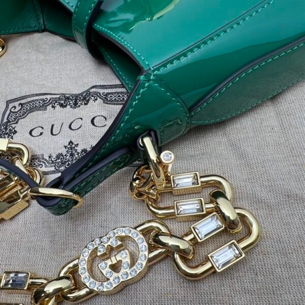 GUCCI JACKIE 1961 MINI SHOULDER BAG WITH GREEN PATENT LEATHER - GB76 - Image 8