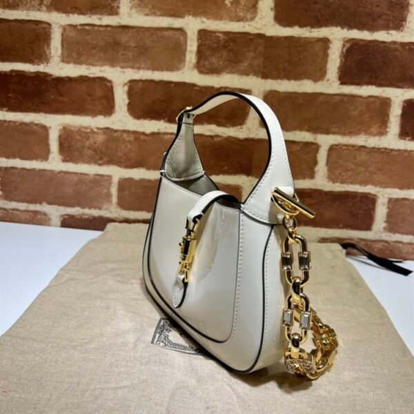 GUCCI JACKIE 1961 MINI SHOULDER BAG WITH WHITE PATENT LEATHER - GB72 - Image 3
