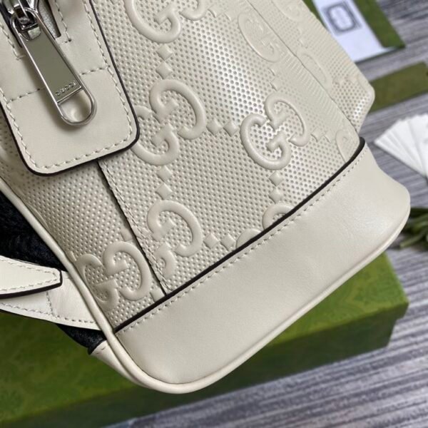 GUCCI LOGO EMBOSSED PERFORATED LEATHER BACKPACK - BG037 - Image 9