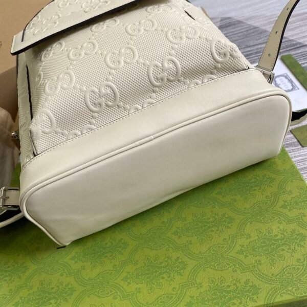 GUCCI LOGO EMBOSSED PERFORATED LEATHER BACKPACK - BG037 - Image 6