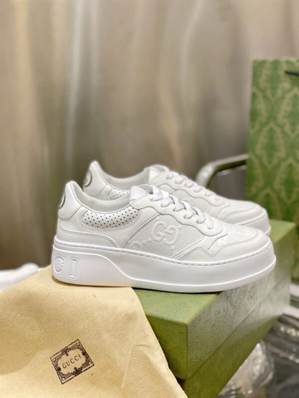 GUCCI MEN'S GG EMBOSSED SNEAKER WHITE LEATHER – GCC005 - Image 6