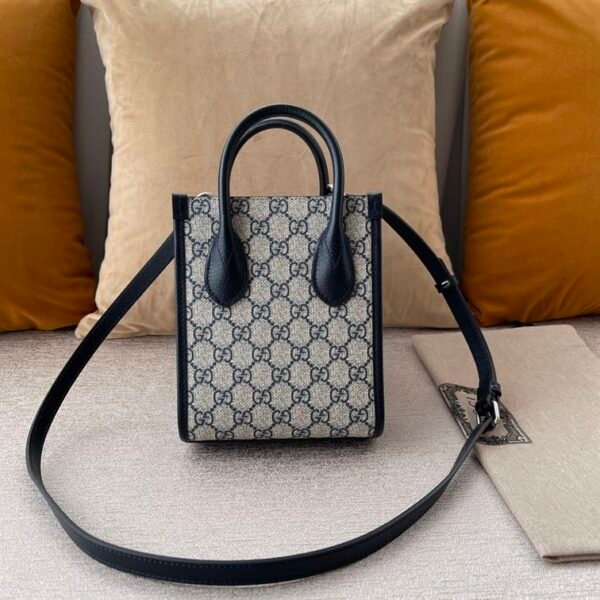 GUCCI MINI NOTE BAG WITH INTERLOCKING G BEIGE AND BLUE GG SUPREME CANVAS - GB36 - Image 2