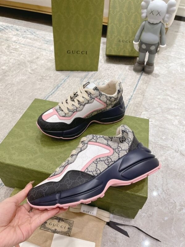 GUCCI RHYTON GG-MONOGRAM LEATHER-TRIM CANVAS TRAINERS – GCC106 - Image 4