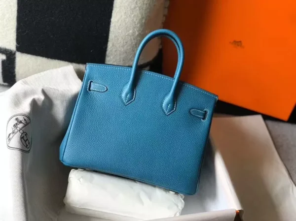 Hermes Birkin 25cm Bag In Blue Jean Clemence Leather GHW - HW014 - Image 2