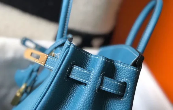 Hermes Birkin 25cm Bag In Blue Jean Clemence Leather GHW - HW014 - Image 5