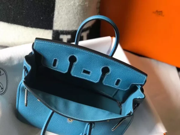 Hermes Birkin 25cm Bag In Blue Jean Clemence Leather GHW - HW014 - Image 7