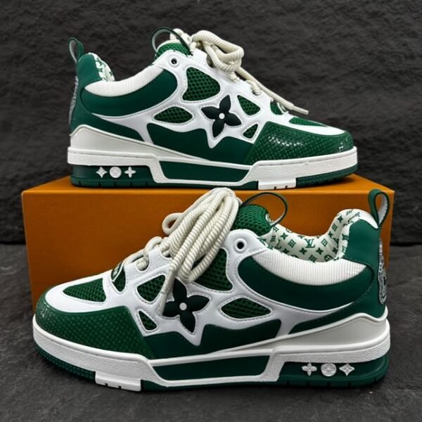 LOUIS VUITTON LV SKATE SNEAKER GREEN WHITE – LVS167 - Image 2