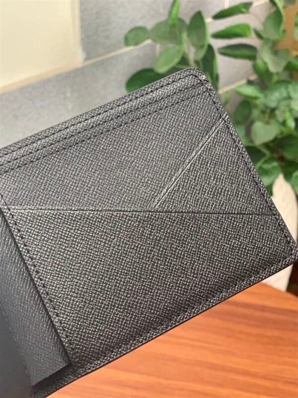 LOUIS VUITTON MEN-S BLACK LEATHER WALLET - WLV001 - Image 5