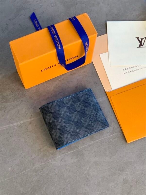 LOUIS VUITTON MULTIPLE WALLET DAMIER GRAPHITE BLACK/GREY/NEON BLUE - WLV032