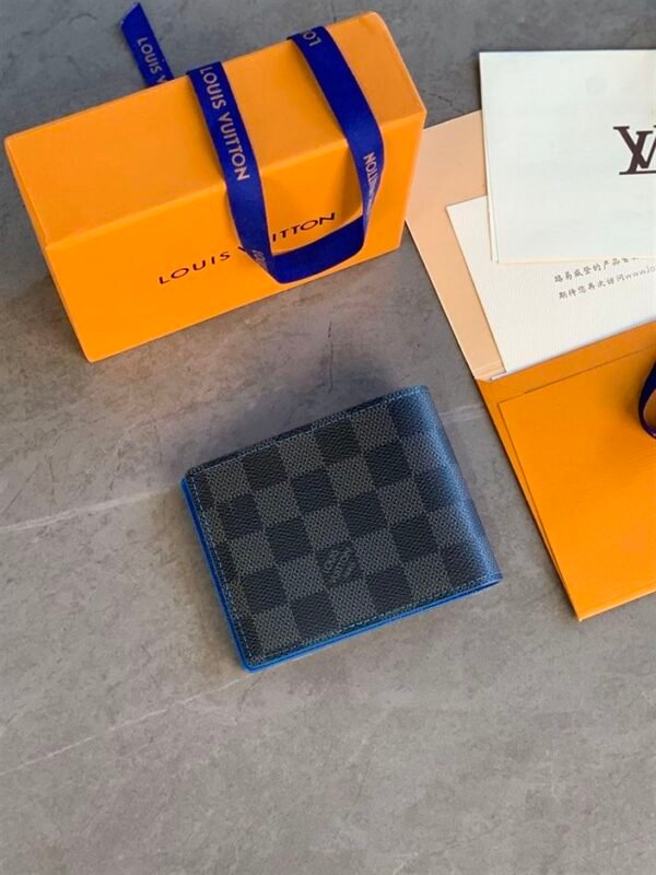 LOUIS VUITTON MULTIPLE WALLET DAMIER GRAPHITE BLACK/GREY/NEON BLUE - WLV032 - Image 2