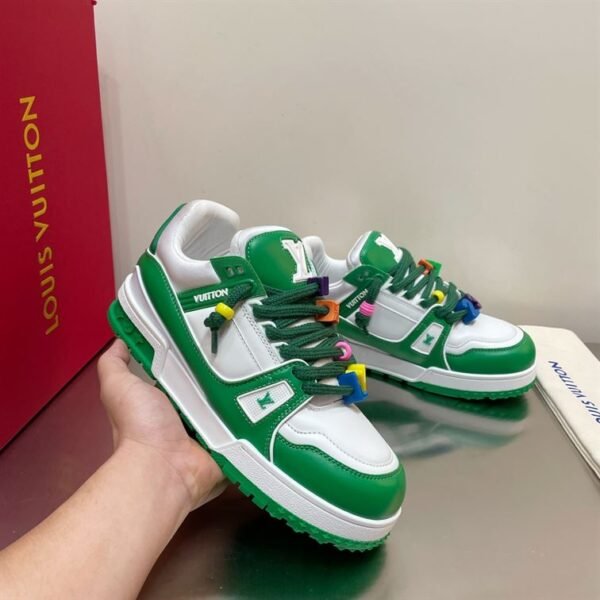 LOUIS VUITTON TRAINER MAXI LOW-TOP SNEAKERS IN WHITE AND GREEN – LVS113 - Image 3
