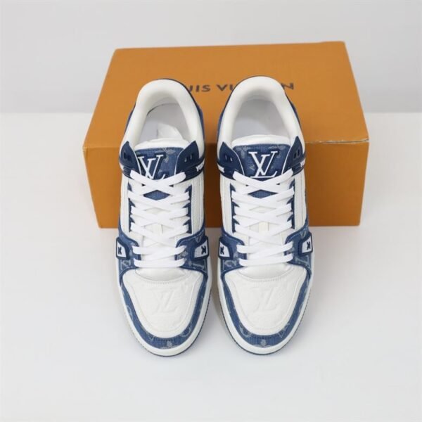 LOUIS VUITTON TRAINER MONOGRAM DENIM WHITE BLUE – LVS006 - Image 8
