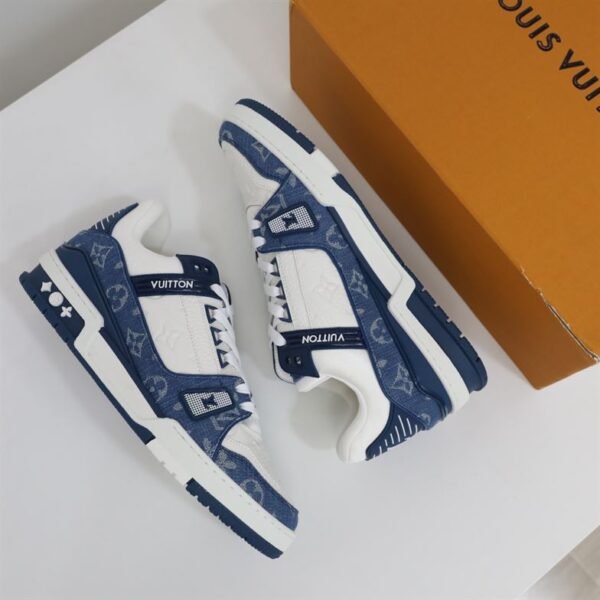 LOUIS VUITTON TRAINER MONOGRAM DENIM WHITE BLUE – LVS006 - Image 7