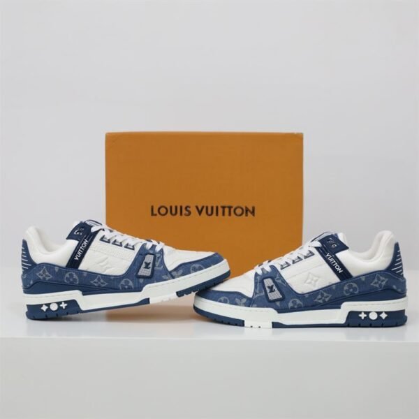 LOUIS VUITTON TRAINER MONOGRAM DENIM WHITE BLUE – LVS006 - Image 6