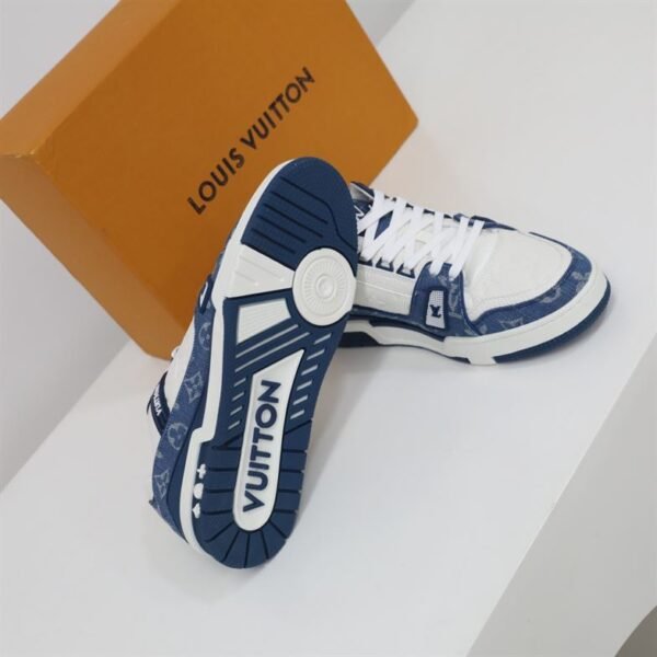 LOUIS VUITTON TRAINER MONOGRAM DENIM WHITE BLUE – LVS006 - Image 9