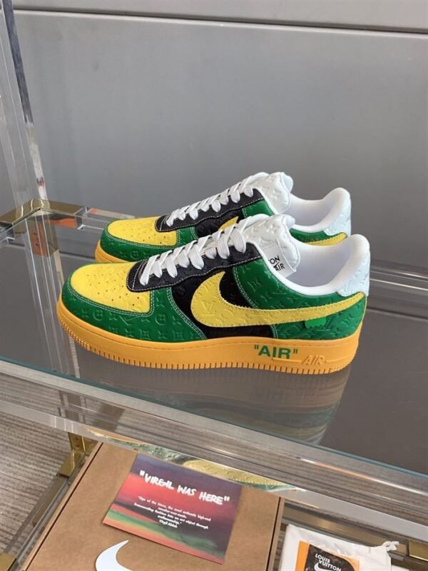 LOUIS VUITTON X NIKE AIR FORCE 1 LOW-TOP SNEAKERS IN YELLOW AND GREEN – LVS108 - Image 2