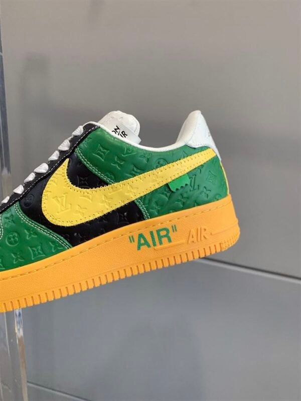 LOUIS VUITTON X NIKE AIR FORCE 1 LOW-TOP SNEAKERS IN YELLOW AND GREEN – LVS108 - Image 5