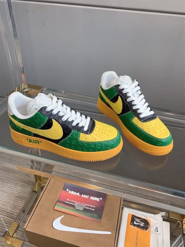 LOUIS VUITTON X NIKE AIR FORCE 1 LOW-TOP SNEAKERS IN YELLOW AND GREEN – LVS108 - Image 3