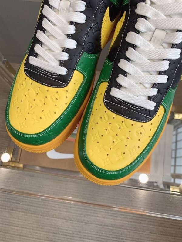 LOUIS VUITTON X NIKE AIR FORCE 1 LOW-TOP SNEAKERS IN YELLOW AND GREEN – LVS108 - Image 4