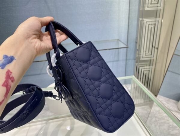 MEDIUM ULTRAMATTE LADY DIOR BAG INDIGO BLUE ULTRAMATTE CANNAGE CALFSKIN - DOB001 - Image 3