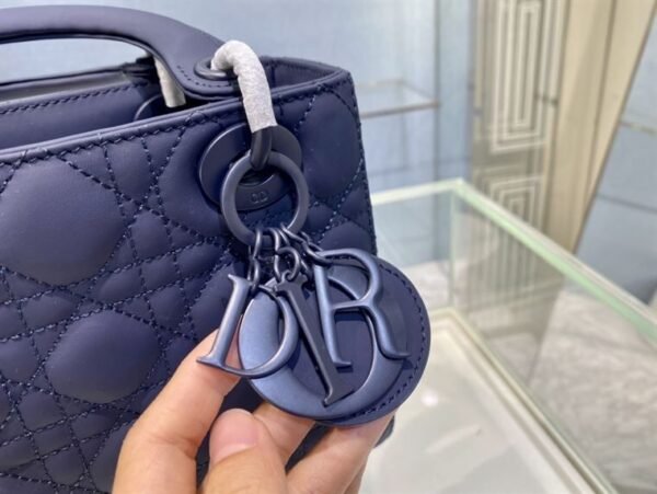 MEDIUM ULTRAMATTE LADY DIOR BAG INDIGO BLUE ULTRAMATTE CANNAGE CALFSKIN - DOB001 - Image 4