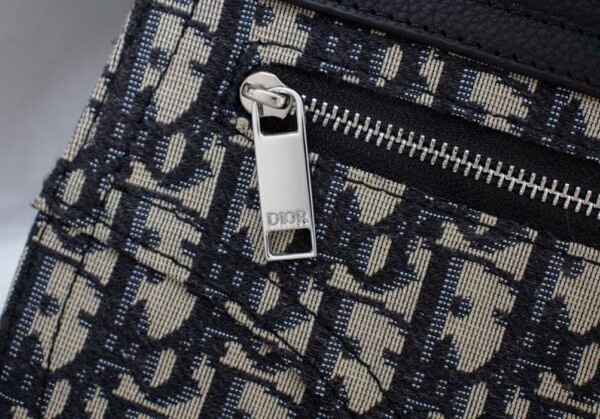 SADDLE POUCH BEIGE AND BLACK OBLIQUE JACQUARD - DIO014 - Image 6