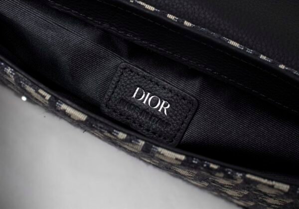 SADDLE POUCH BEIGE AND BLACK OBLIQUE JACQUARD - DIO014 - Image 7